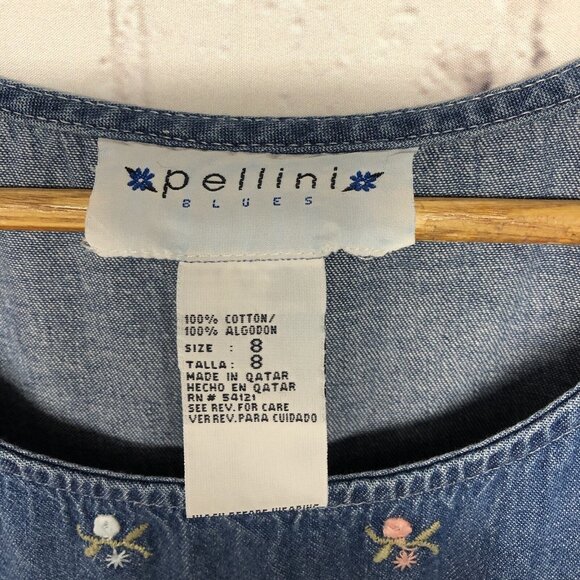 Vtg Denim Floral Peasant Modest Cottagecore 90s Mom Teacher Sz 8 - Picture 6 of 8